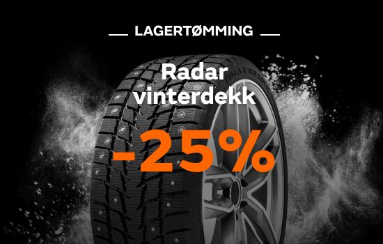 25% på alle vinterdekk fra Radar - lagertømming