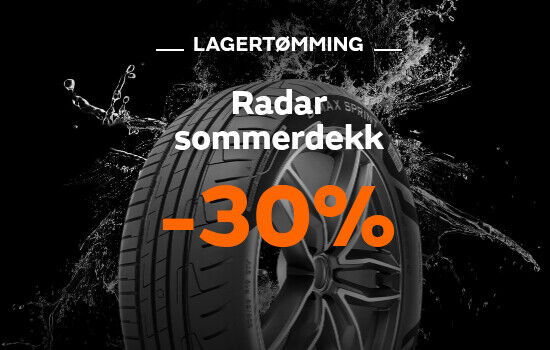 30% på sommerdekk fra Radar - lagertømming
