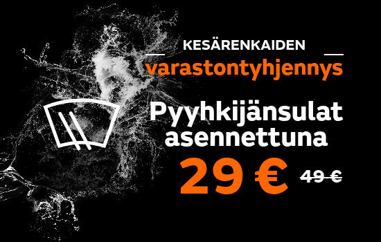 Kesärenkaiden varastontyhjennys, pyyhkijänsulat asennettuna 29 €