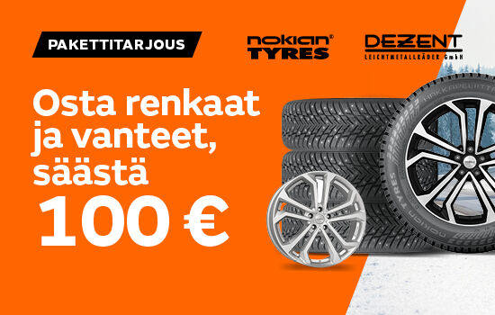Osta renkaat ja vanteet, säästä 100 €