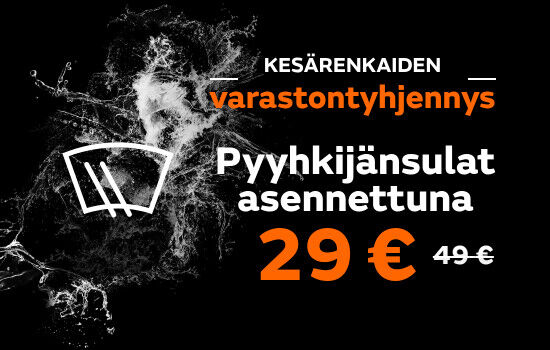 Kesärenkaiden varastontyhjennys, pyyhkijänsulat asennettuna 29 €