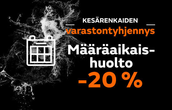 Kesärenkaiden varastontyhjennys, määräaikaishuolto -20%