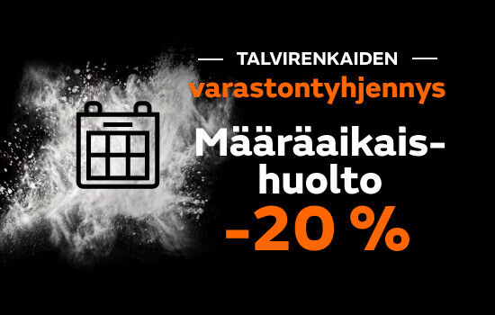 Talvirenkaiden varastontyhjennys, määräaikaishuolto -20%