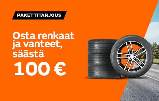 Osta renkaat ja vanteet, säästä 100 euroa