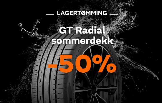 50% på sommerdekk fra GT Radial - lagertømming