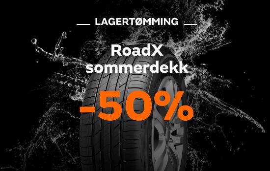 50% på sommerdekk fra RoadX - lagertømming